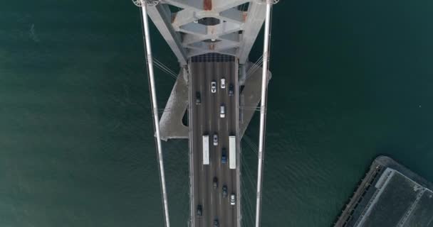 Flygfoto Fordon Som Rör Sig San Francisco Oakland Bay Bridge — Stockvideo