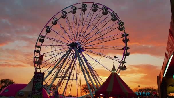 Footage Ferris Wheel Sunset Video Taken Coasta Mesa Orange County — Vídeos de Stock
