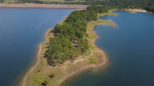 Aerial Lake Peninsula Public Campgrounds — Stockvideo