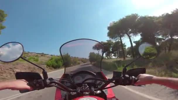Riding Motorcycle Penteli Mountain Greece Spending Some Free Time Summer — Stock Video
