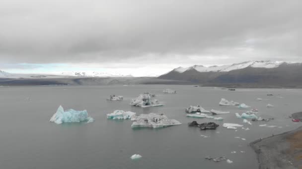 Aerial View Icebergs Glacial Lagoon — Vídeo de Stock