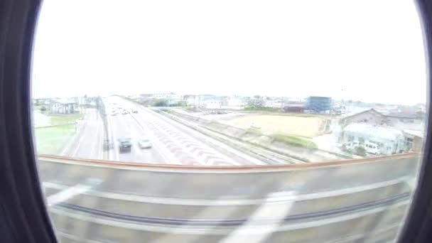 Look Out Window Shinkanzen Nozomi Train Japan 300Km Recorded Gopro — Stock Video
