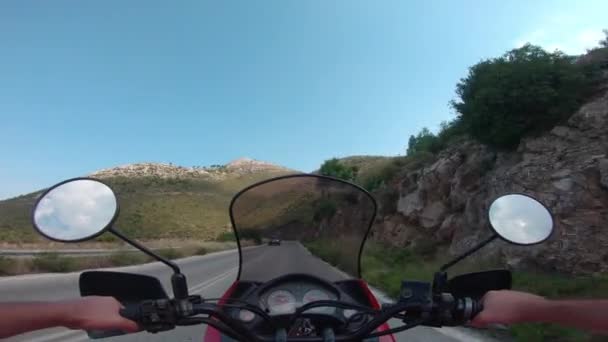 Monter Moto Sur Montagne Penteli Grèce Passer Peu Temps Libre — Video