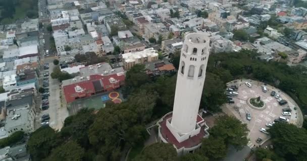 Αεροφωτογραφία Σαν Φρανσίσκο Καλιφόρνια Ηπα Coit Tower Telegraph Hill Μια — Αρχείο Βίντεο