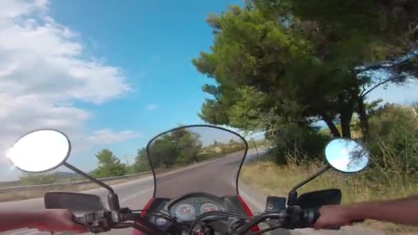 Riding Motorcycle Penteli Mountain Greece Spending Some Free Time Summer — Stock Video