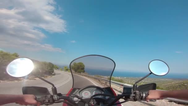 Riding Motorcycle Penteli Mountain Greece Spending Some Free Time Summer — Stock Video