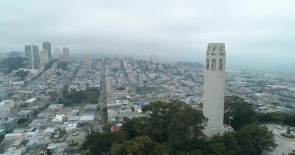 Aerial View San Francisco California Usa Coit Tower Telegraph Hill — Stok Video