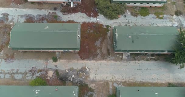 Aerial Shot Abandoned Military Base Barracks Fort Ord Monterrey California — Stockvideo