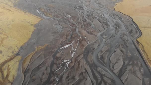 Aerial Shot Glacial River System Iceland Showing Unique Patterns — Video Stock