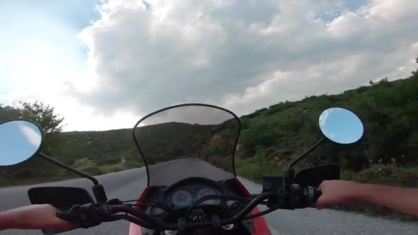 Jazda Motocyklu Penteli Grecji Spędzanie Wolnego Czasu Letnie Popołudnie — Wideo stockowe