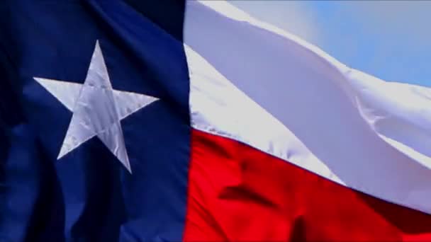Texas Flag Waving Steadily Fall Texas Breeze Lone Star Red — Vídeo de Stock
