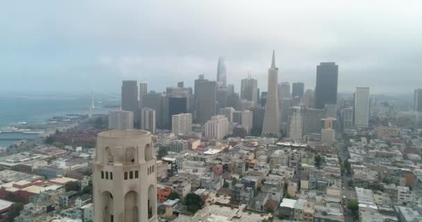 Aerial View San Francisco California Usa Coit Tower Telegraph Hill — Stok Video