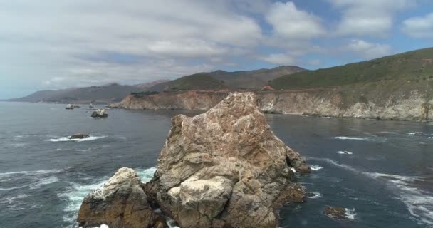 Вид Воздуха Big Sur Coast High Way Около Монтеррея Калифорния — стоковое видео