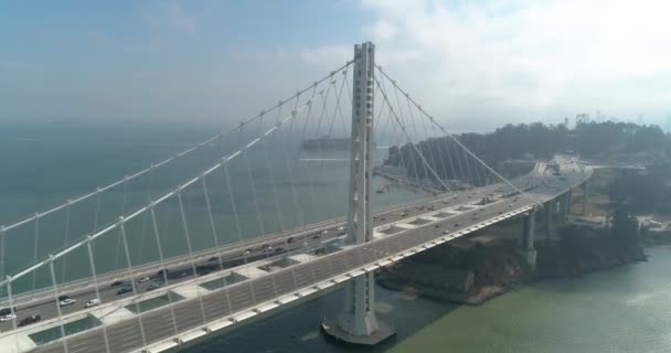 Fotografia Aérea Veículos Movimento San Francisco Oakland Bay Bridge Com — Vídeo de Stock