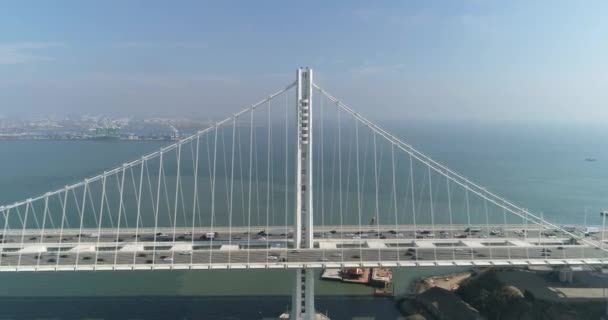 Foto Aérea Vehículos Movimiento San Francisco Oakland Bay Bridge Con — Vídeos de Stock