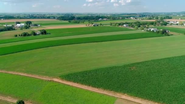 Amish Campo Terras Agrícolas Como Visto Por Drone — Vídeo de Stock