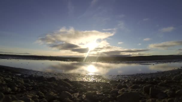 Car Splashes Muddy Water Icelandic Highlands Slowmotion Recorded Gopro Hero — Stockvideo