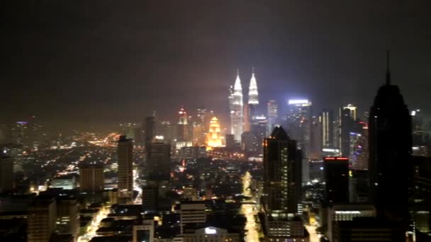 Kuala Lumpur Night Petronas Towers Recorded 2017 Canon — Video