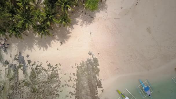 Vzdušný Podstavec Shora Shlíží Přímo Překrásný Písečný Ostrov Guyam Siargao — Stock video