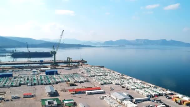 Aerial View Refugee Camp Located Greek Shipping Port Athens — Vídeo de stock