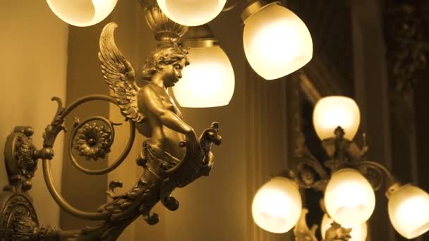 Golden Decorative Interior Wall Light Angel Flowers — Stok video