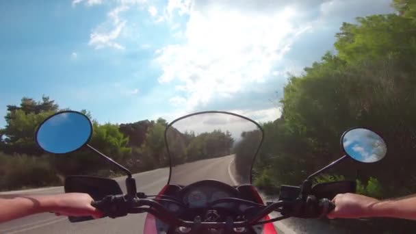 Monter Moto Sur Montagne Penteli Grèce Passer Peu Temps Libre — Video