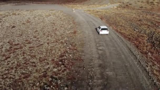 Tight Aerial Follow Shot Car Driving Glacier — Stockvideo