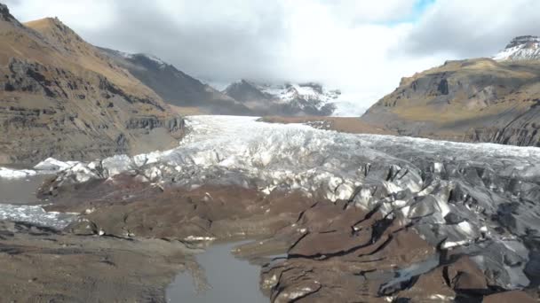 Luftaufnahme Rückflug Von Einem Großen Gletscher — Stockvideo