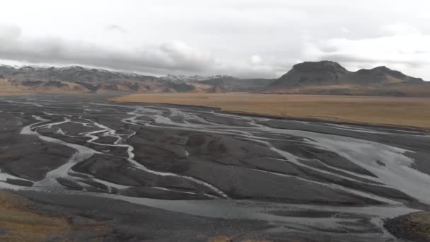 Aerial Shot Glacial River System Iceland Showing Unique Patterns — Vídeo de Stock