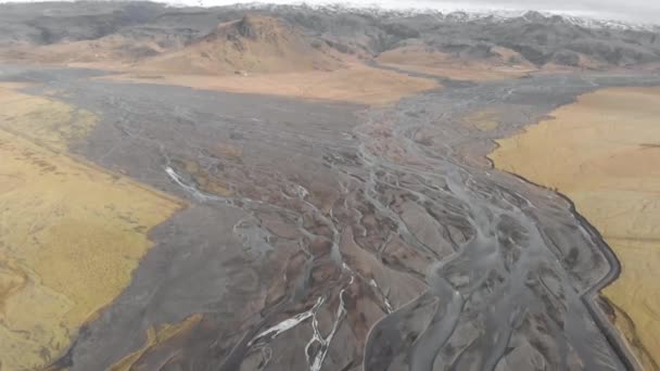 Aerial Shot Glacial River System Iceland Showing Unique Patterns — Video