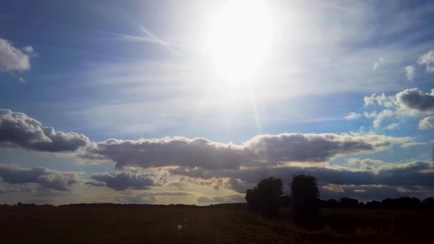 Time Lapse Rolling Cloud Field Kent Blue Sky Fast Moving — Stock Video