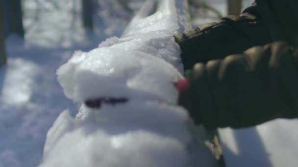 Hands Pick Snow Clap Together Slow Motion — Vídeos de Stock