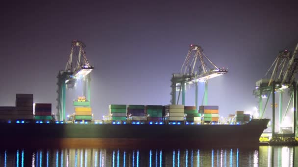 Cinemagraph Seamless Loop Container Ship Night Six Seconds Timelapse — 图库视频影像