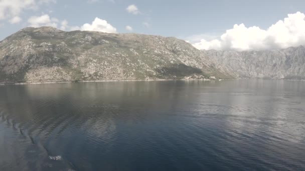 Static Pov Shot Bypassing Mountains Adriatic Sea Sunny Day Kotor — Stockvideo