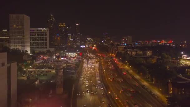 Drone Time Lapse Flying South Downtown Atlanta Connector Highway — 图库视频影像