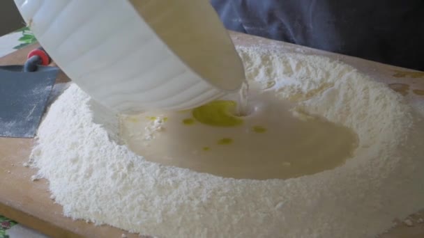 Preparación Harina Agua Para Pasta — Vídeos de Stock