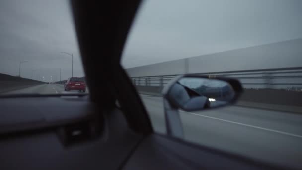 Speeding Lamborghini Bridge View Interior Windows — Stock Video