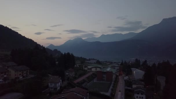 Aerial View Levico Terme Italy Sunrise Drone Flying Forward — 图库视频影像