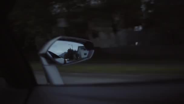 Velocidade Lamborghini Vista Janela Interior Através Espelho Lateral — Vídeo de Stock