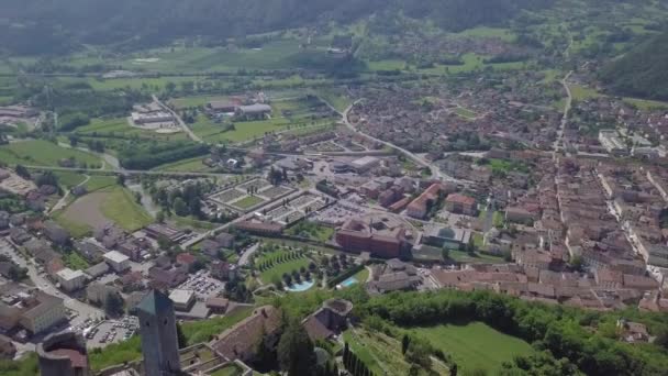 Letecký Panoramatický Výhled Borgo Valsugana Trentinu Itálii Výhledem Město Hory — Stock video