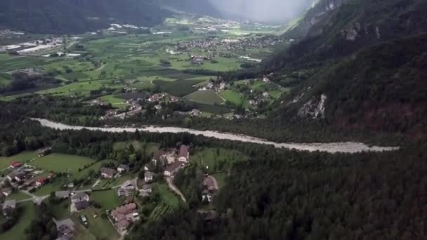 Aerial Reveal Type Shot Sugana Valley Trentino Italy Drone Static — 图库视频影像