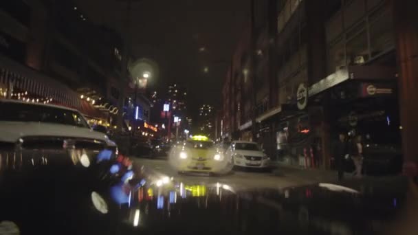 Lamborghini Rijden Door Nacht Yaletown Achteraanzicht Variatie — Stockvideo