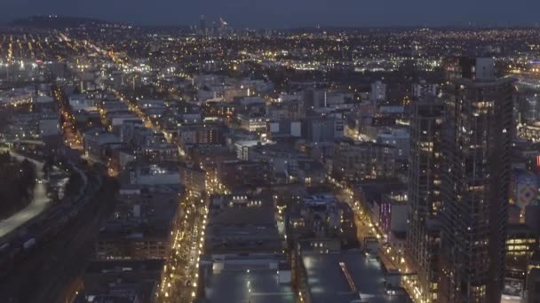 Weite Nacht Aufnahme Von Gastown Vom Vista Punkt Variation — Stockvideo