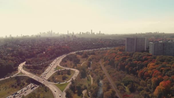 Fall Colour Don Valley Parkway Toronto Ontario Canada — Stock Video