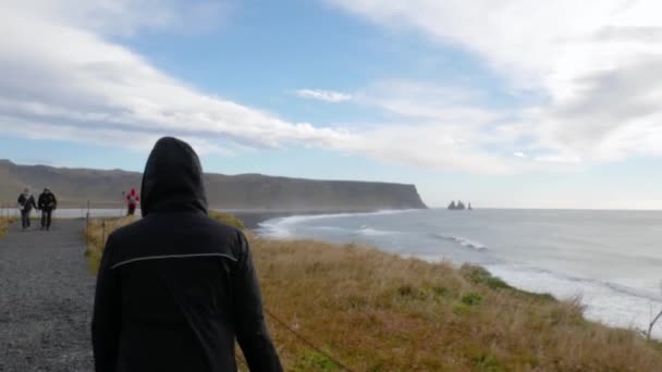 Siga Tiro Longo Litoral Islandês — Vídeo de Stock