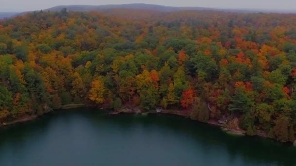 Όμορφη Drone Shot Της Pink Lake Στο Πάρκο Gatineau Κατά — Αρχείο Βίντεο