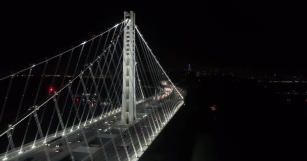 Flygfoto Fordon Som Rör Sig San Franciscooakland Bay Bridge Med — Stockvideo