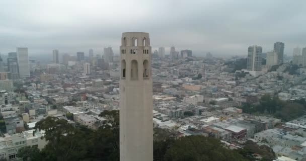 Aerial View San Francisco California Usa Coit Tower Telegraph Hill — Vídeo de stock