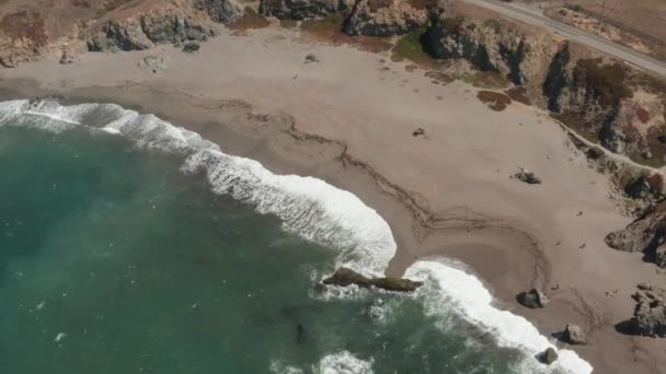 Aerial View Beach Highway Beach Bodega Bay — стоковое видео