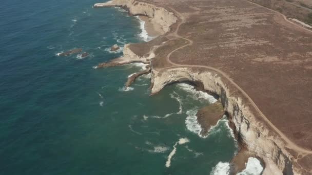 Aerial View Ocean Shark Fin Cove High Way Northern California — Stockvideo